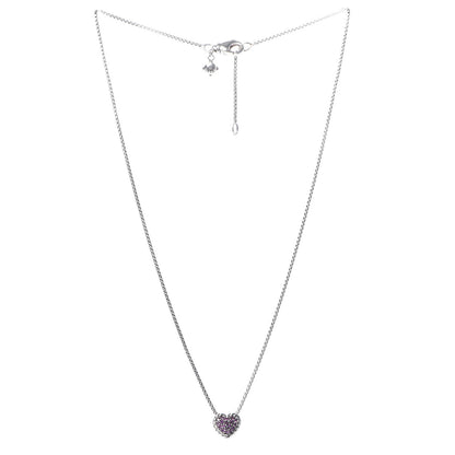 David Yurman Sterling Silver Pink Sapphire Petite Pave Heart Pendant Necklace 3 of 6
