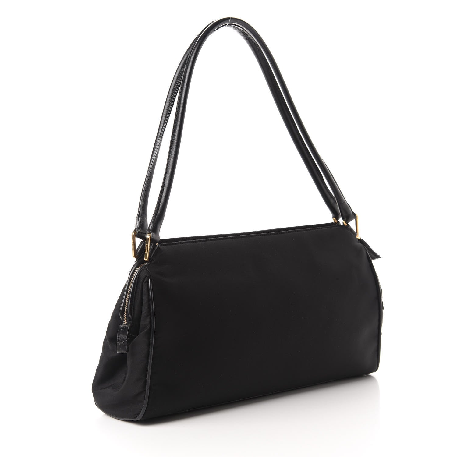 Prada Tessuto Nylon Soft Calfskin Shoulder Bag Black 3 of 11