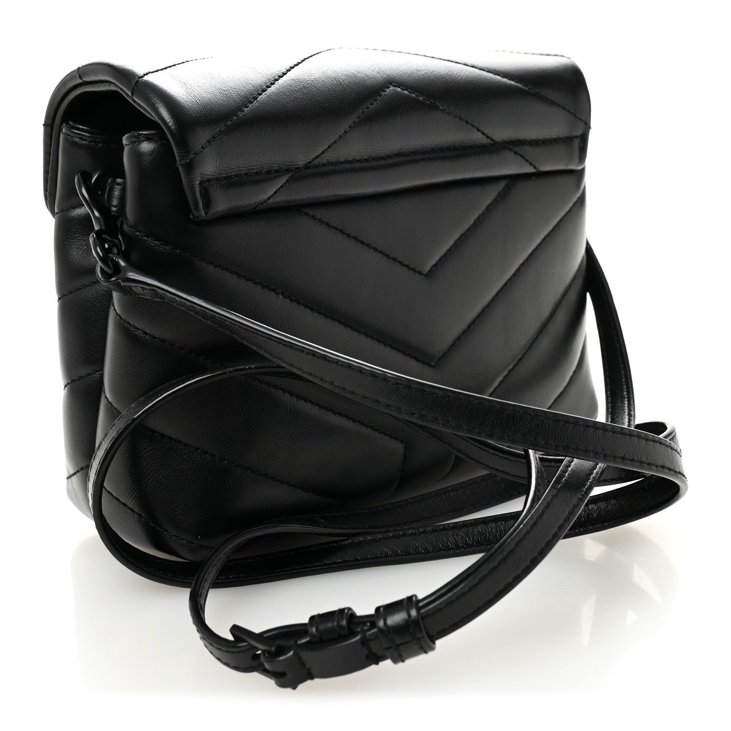 Saint Laurent Calfskin Y Quilted Monogram Monochrome Toy Loulou Crossbody Bag Black 3 of 10