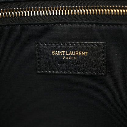 Saint Laurent Canvas Calfskin Leopard Print Rive Gauche Noe Tote Natural Black 6 of 11