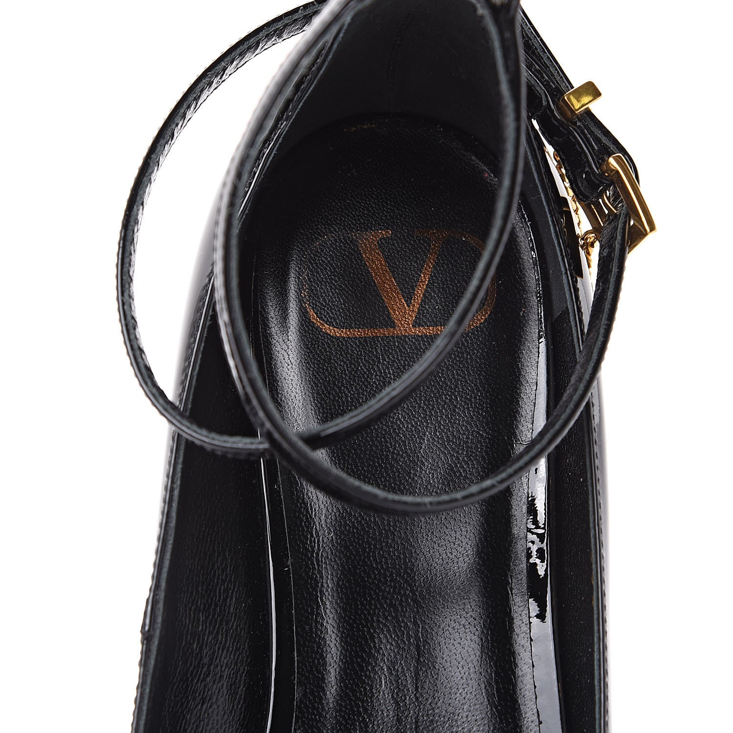 Valentino Garavani Patent Ballerina Ankle Strap Flats 37.5 Black 6 of 9