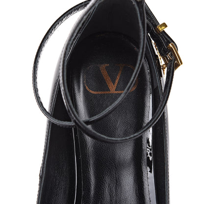 Valentino Garavani Patent Ballerina Ankle Strap Flats 37.5 Black 6 of 9