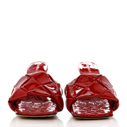 Bottega Veneta Ultra Gloss Patent Maxi Intrecciato Lido 90mm Mule Sandals 36 Apple Candy 2 of 7