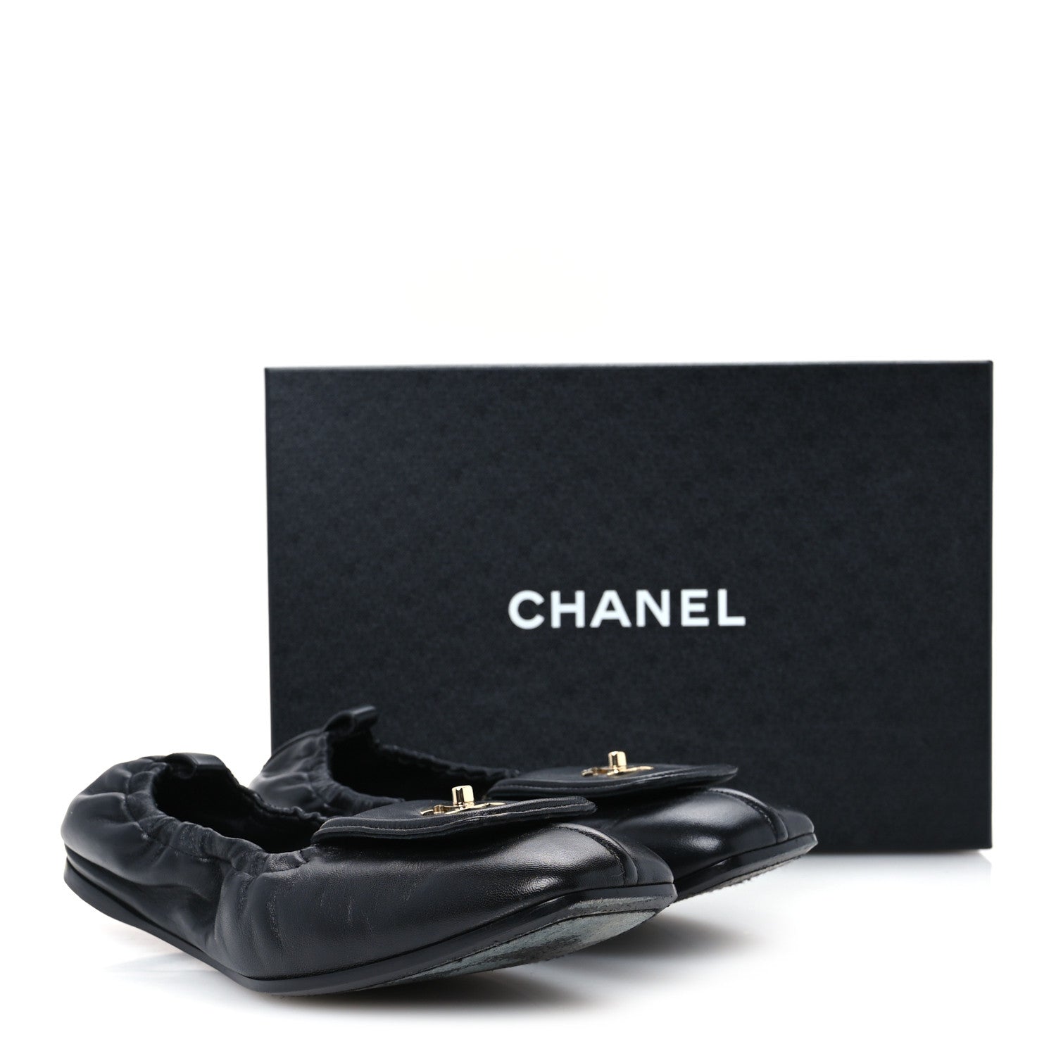 Chanel Lambskin CC Turnlock Ballerina Flats 39.5 Black 11 of 11