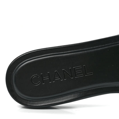 Chanel Calfskin Patent Calfskin Logo Mules 37.5 Black 7 of 8