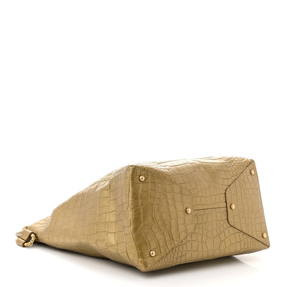 Chanel Calfskin Crocodile Embossed Large Cocodile Shopping Tote Gold 4 of 10