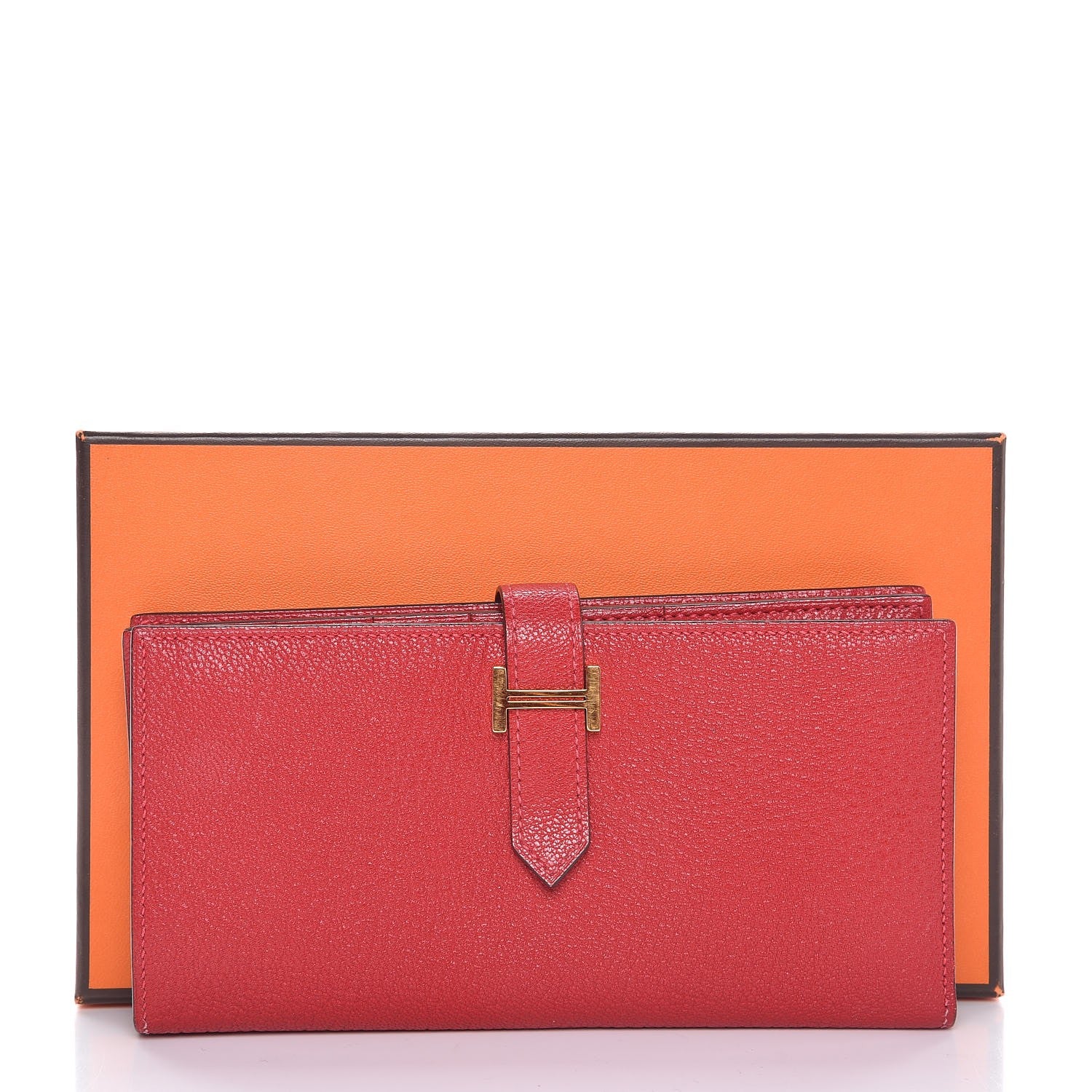 Hermes Chevre Mysore Bearn Gusset Wallet Rouge Casaque 8 of 8