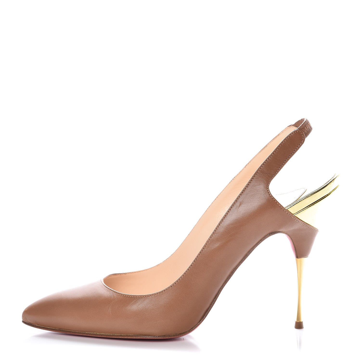 Christian Louboutin Calfskin Twistochat 100 Slingback Pumps 39 Noisette 1 of 13