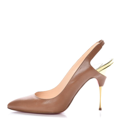Christian Louboutin Calfskin Twistochat 100 Slingback Pumps 39 Noisette 1 of 13