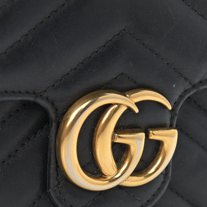 Gucci Calfskin Matelasse Super Mini GG Marmont Shoulder Bag Black 15 of 16