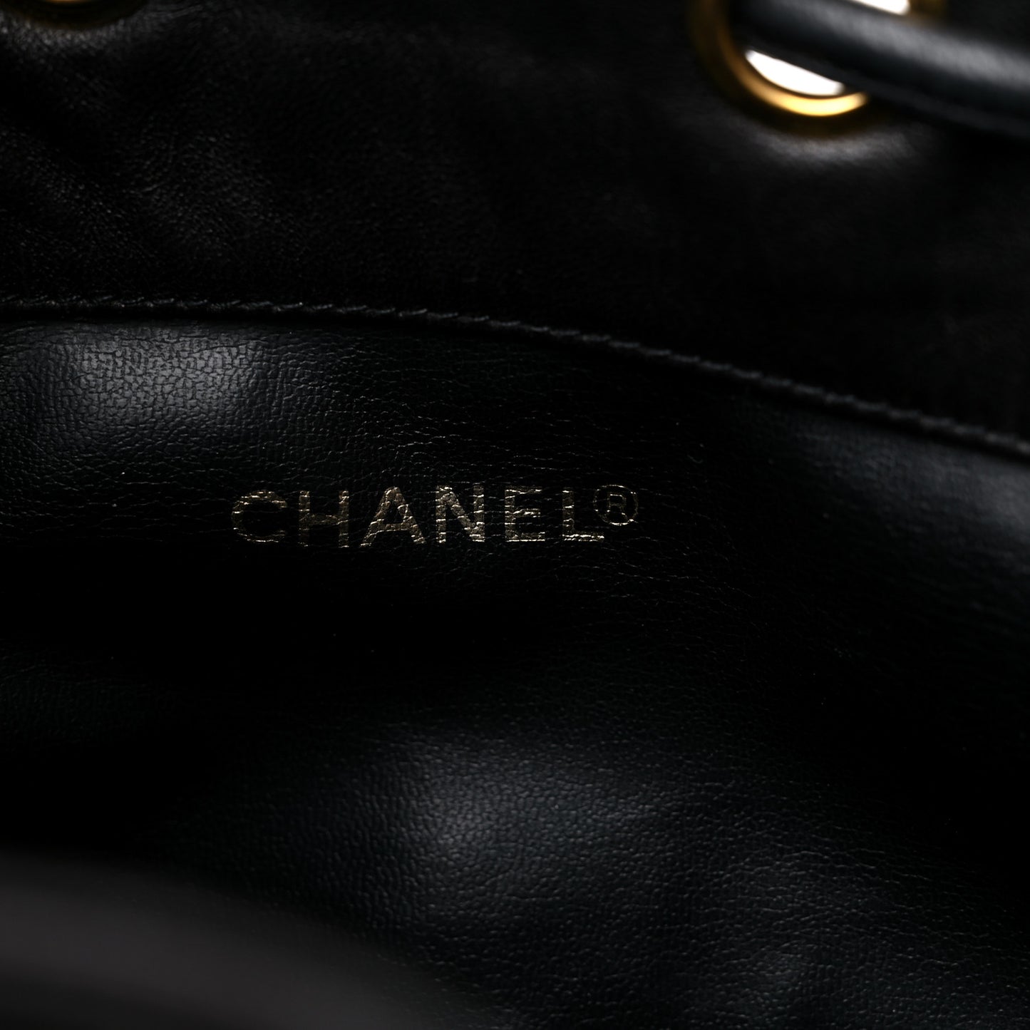 Lambskin CC Drawstring Shoulder Bag Black