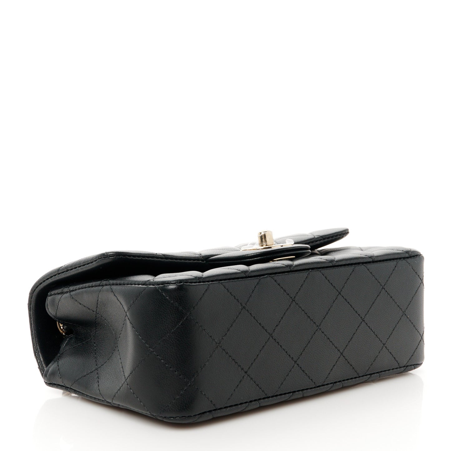 Lambskin Quilted Mini Rectangular Flap Black