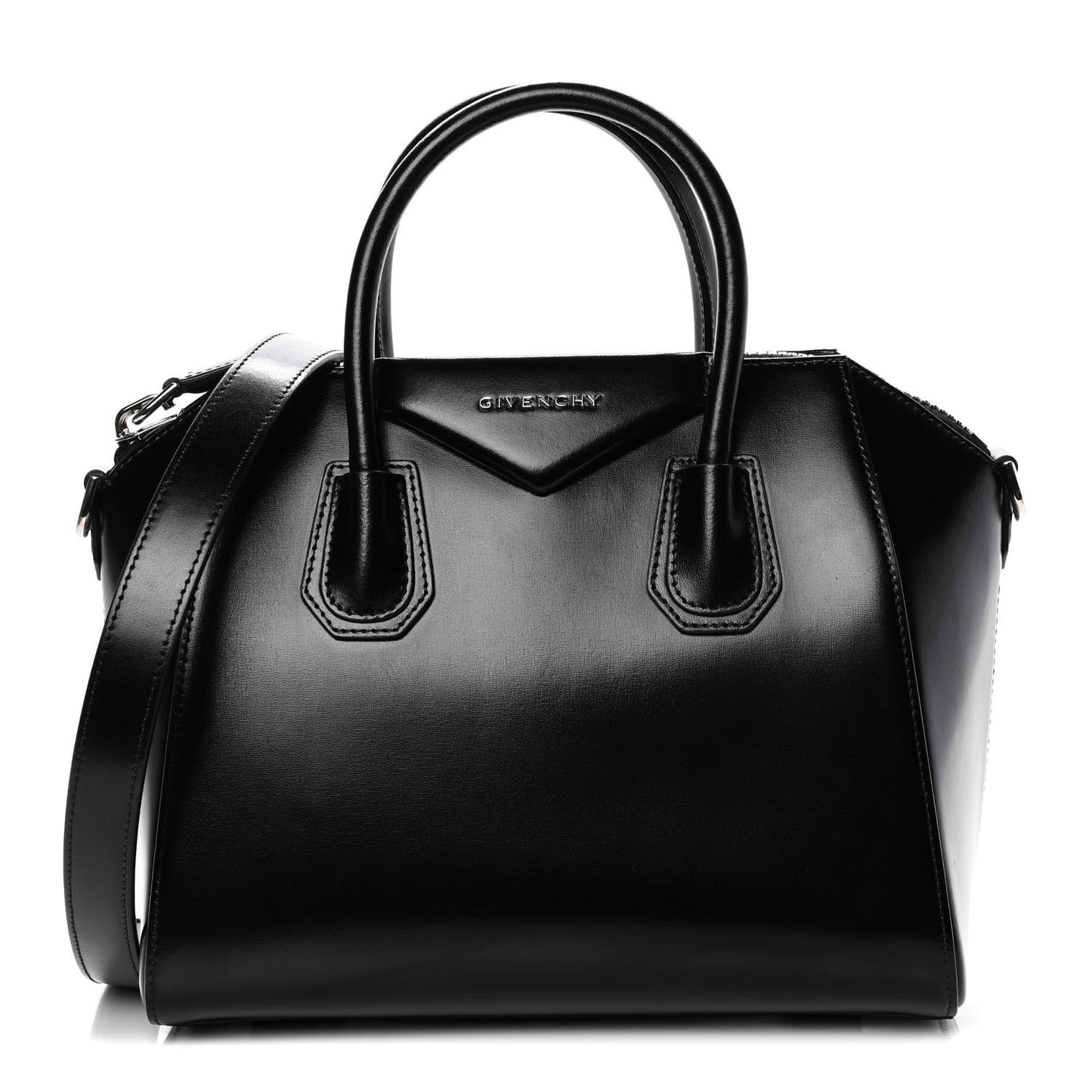 Shiny Lord Calfskin Small Antigona Black