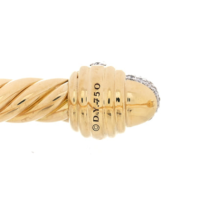 David Yurman 18K Yellow Gold Pave Diamond 5mm Cable Bracelet 3 of 3