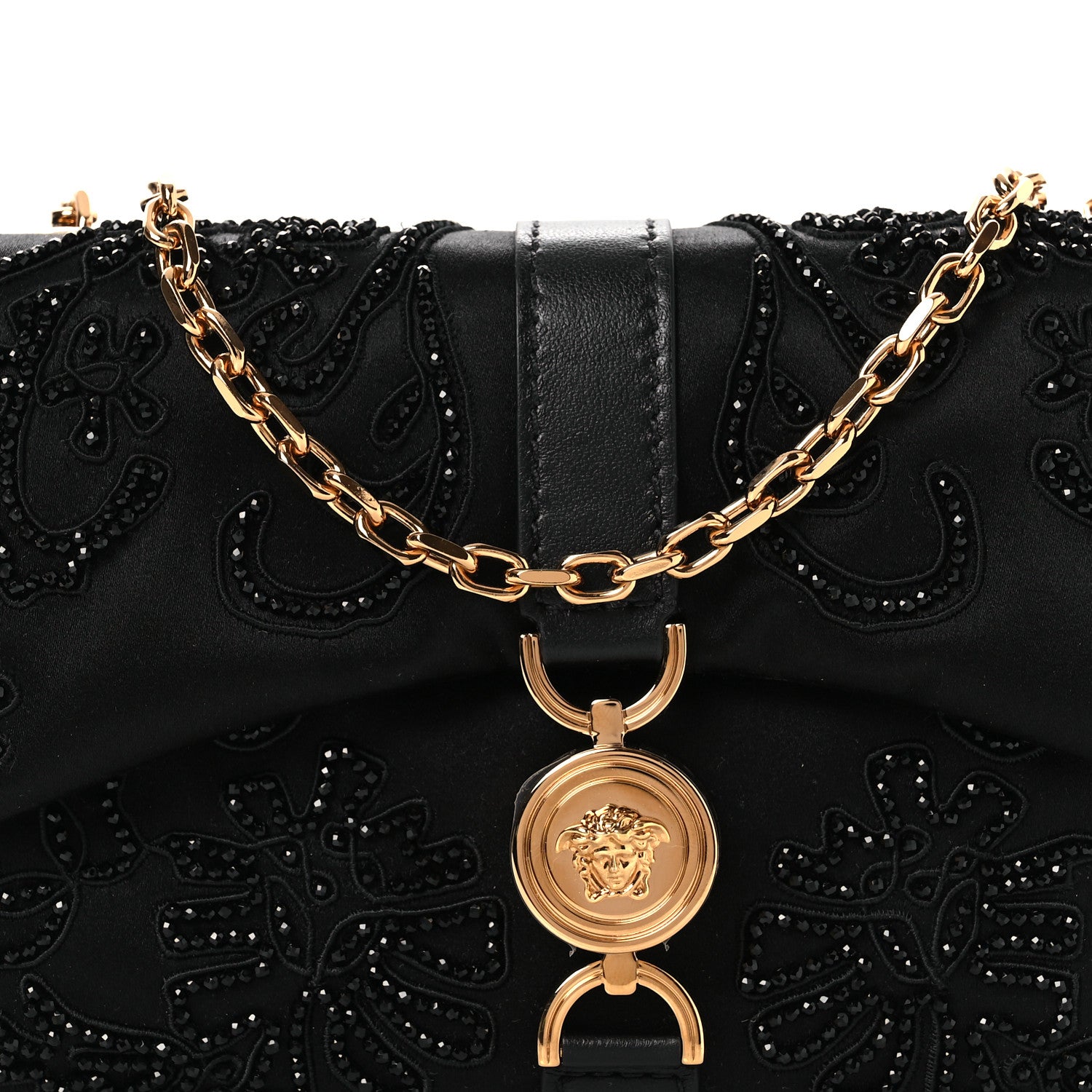 Versace Satin Crystal Mini Kleio Crossbody Bag Black 8 of 11