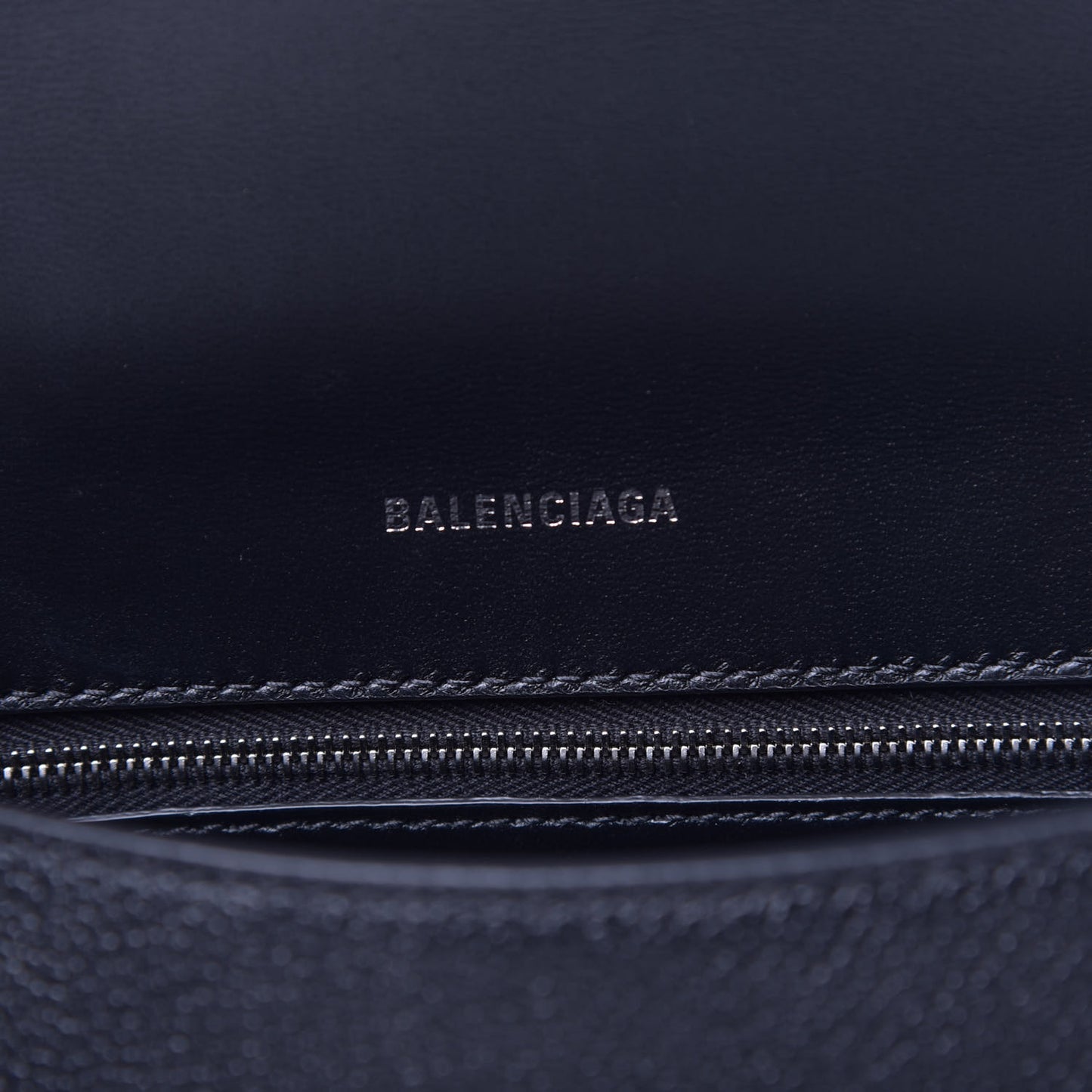Grained Calfskin Small Hourglass Top Handle Bag Black