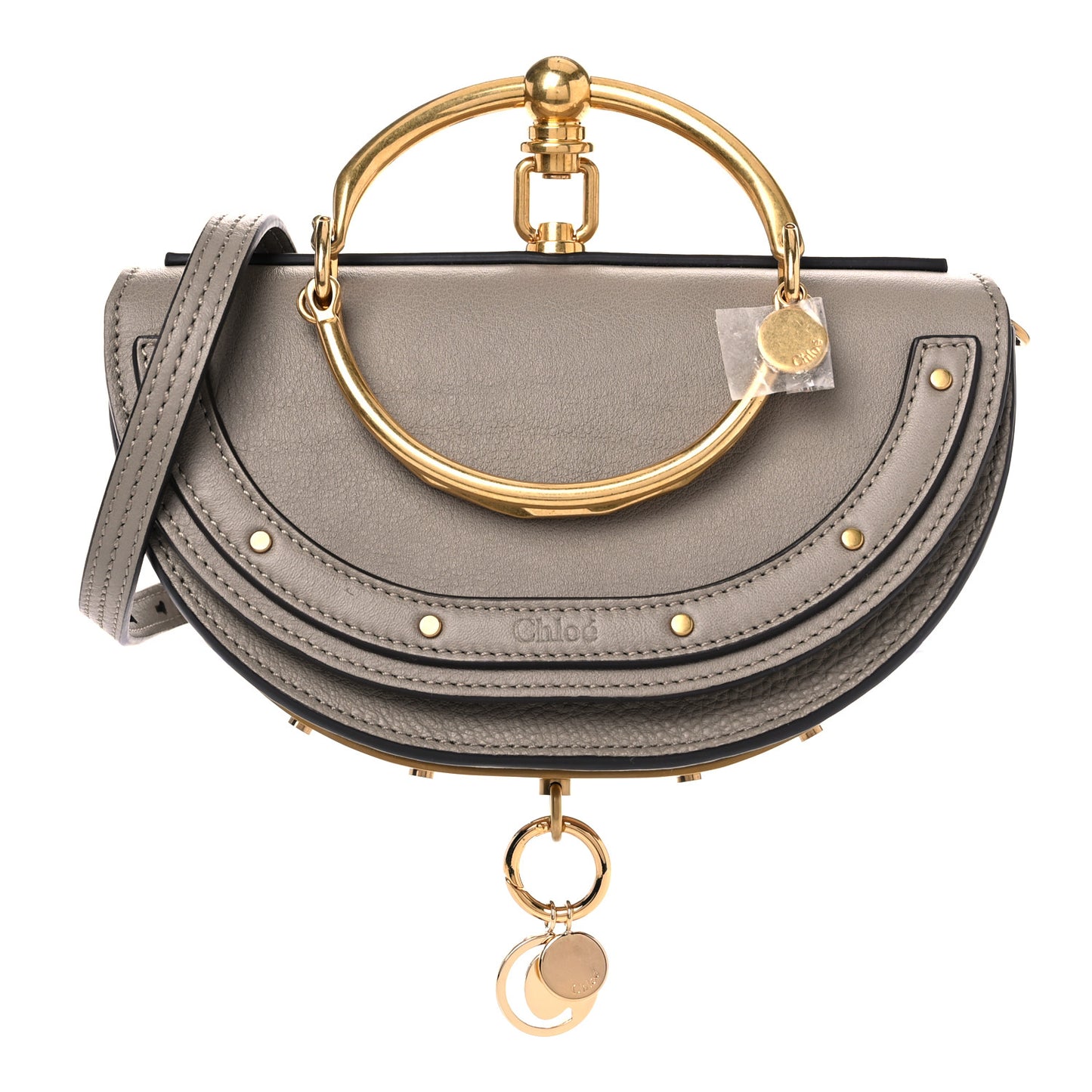 Calfskin Small Nile Bracelet Minaudiere Bag Motty Grey