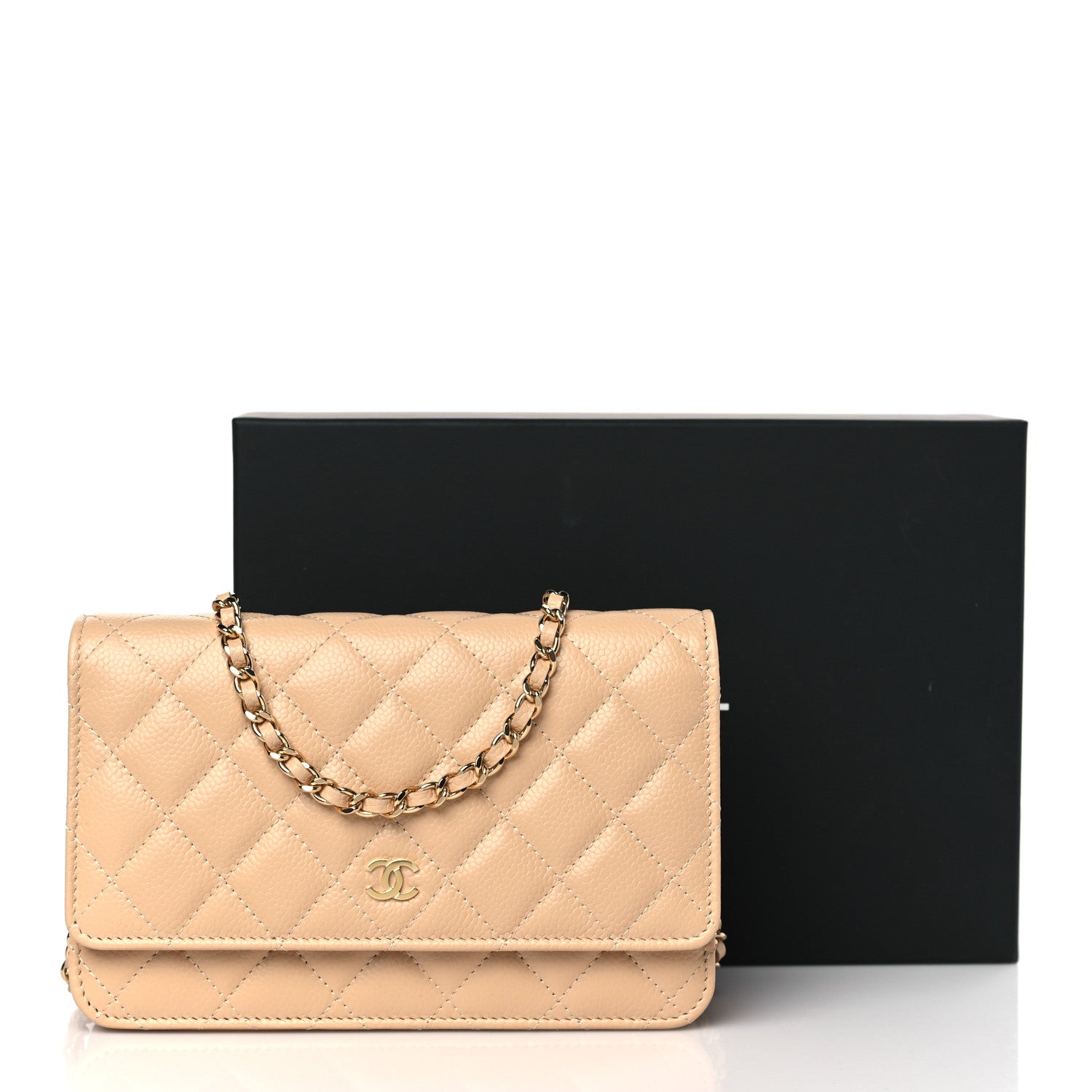 Chanel Caviar Quilted Wallet On Chain WOC Beige 3 of 10