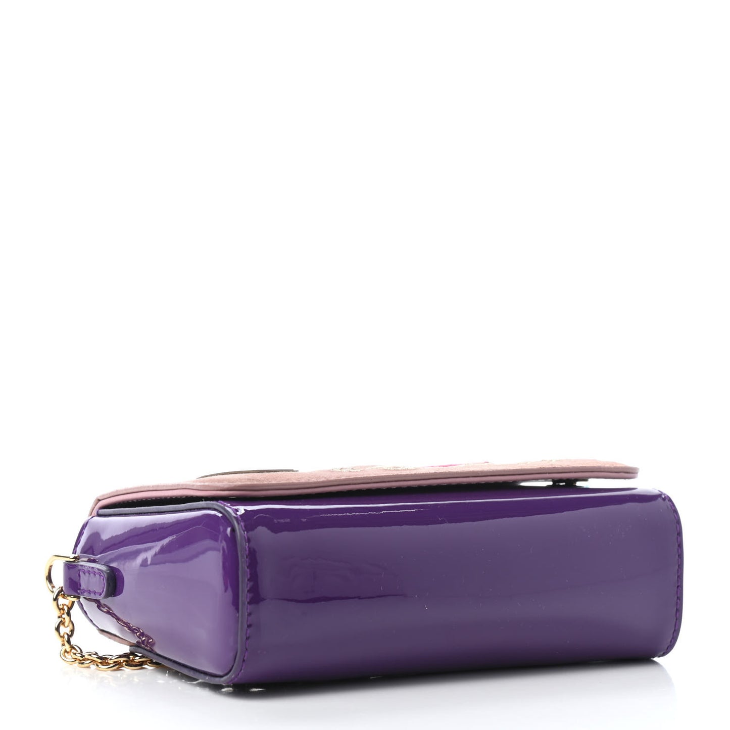 Suede Patent Calfskin L'Amore Belleza Chain Flap Pink Purple