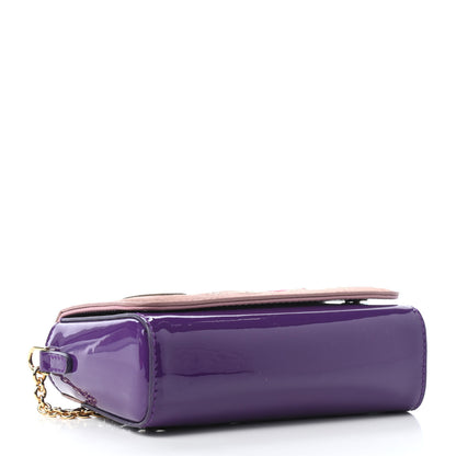 Dolce & Gabbana Suede Patent Calfskin L'Amore Belleza Chain Flap Pink Purple 3 of 5