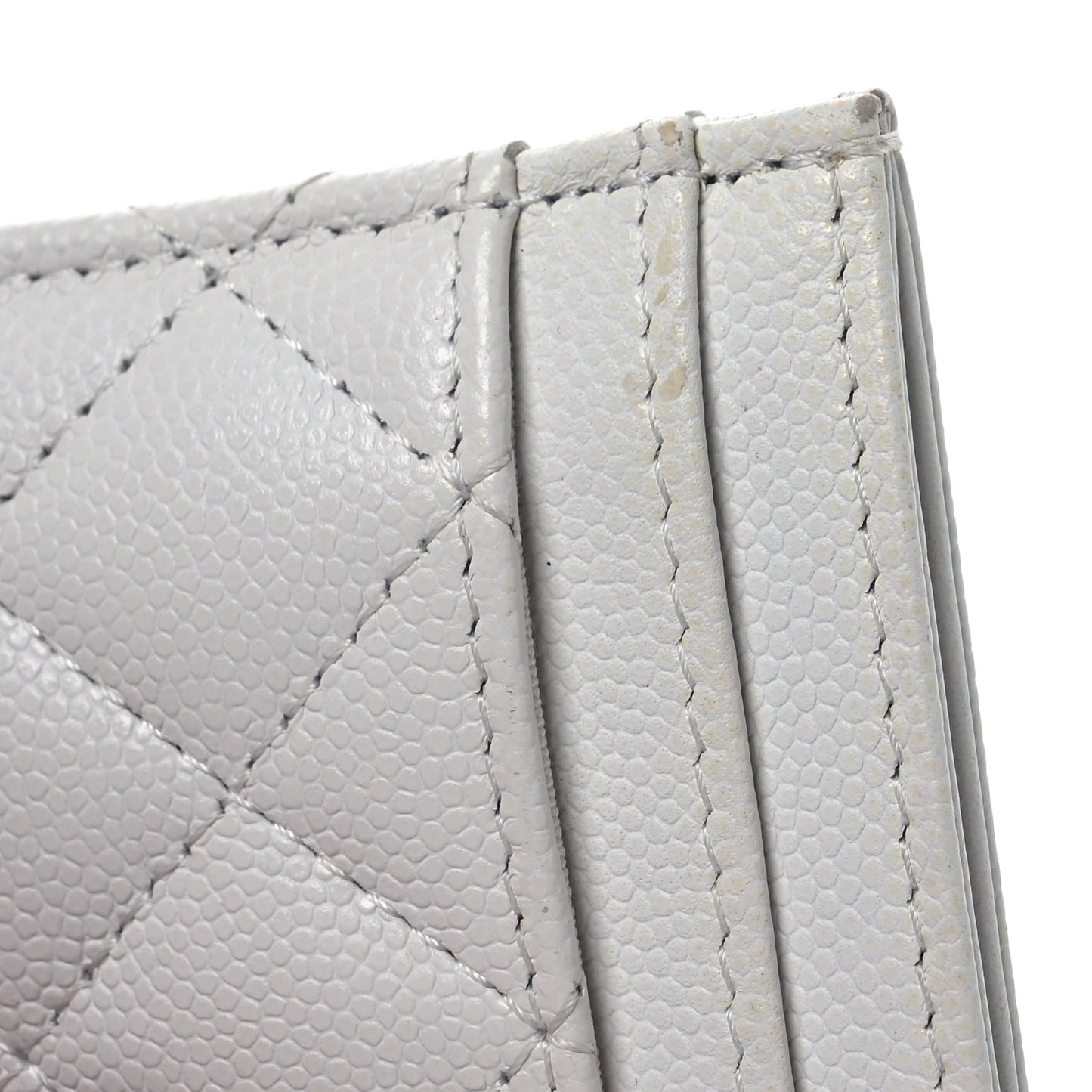 Caviar Quilted Boy Card Holder White