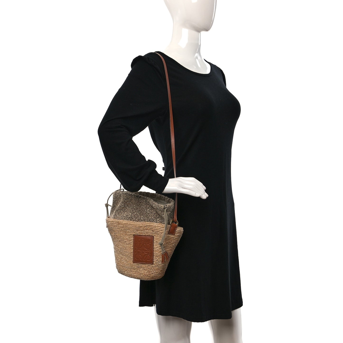 Calfskin Raffia Anagram Paulas Ibiza Pochette Bag Natural Tan