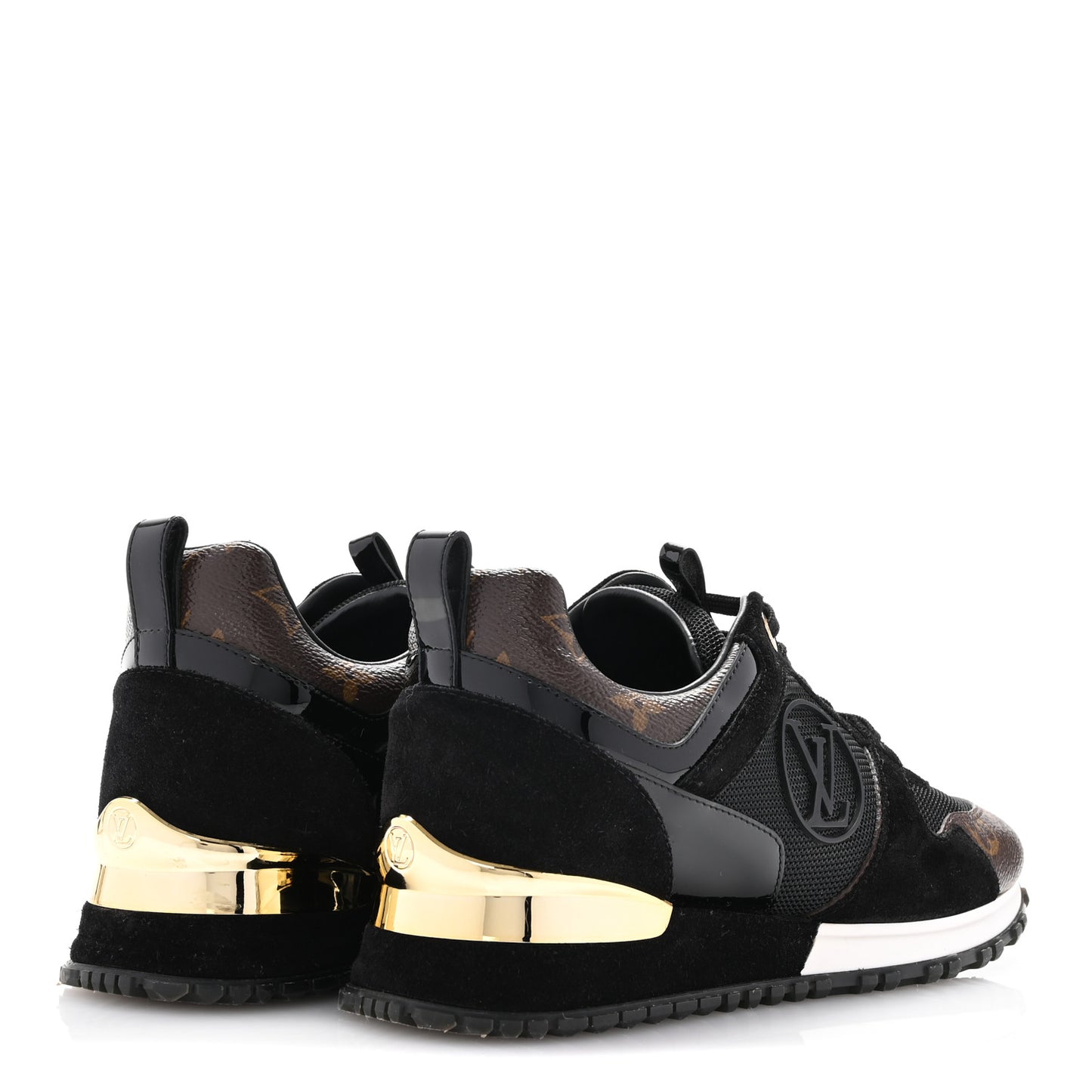 Suede Monogram Run Away Sneakers 38 Black