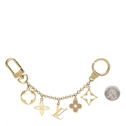 Louis Vuitton Brass Enamel Fleur De Monogram Bag Charm Chain Gold 2 of 3