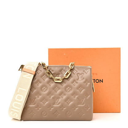 Louis Vuitton Lambskin Embossed Monogram Coussin PM Taupe 10 of 10