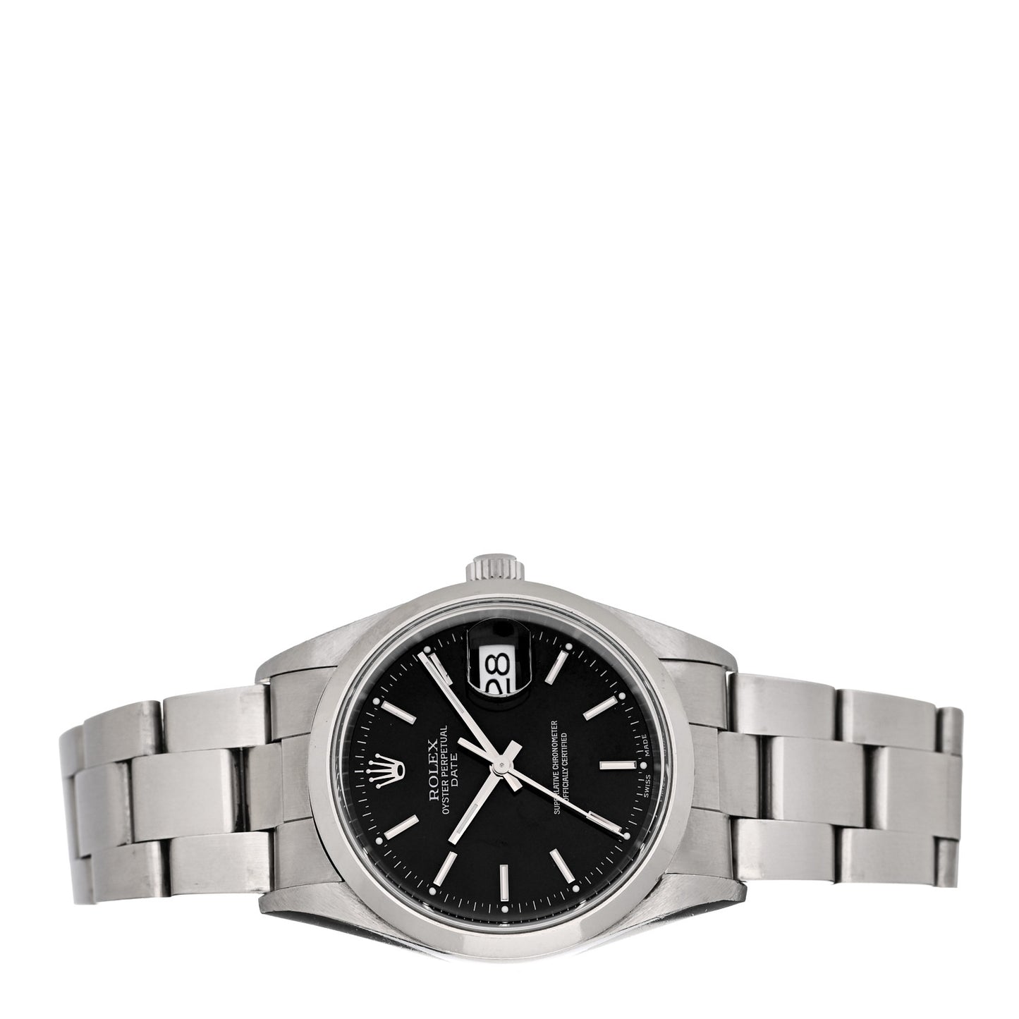 Stainless Steel 34mm Oyster Perpetual Date Watch Black 15200