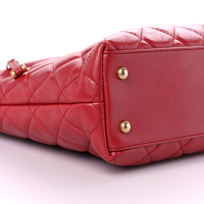 Chanel Aged Calfskin Quilted Drawstring Shopping Tote Red 8 of 10