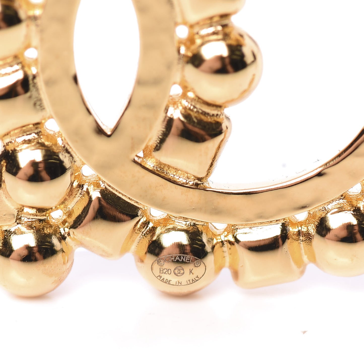 Pearl Crystal CC Brooch Gold
