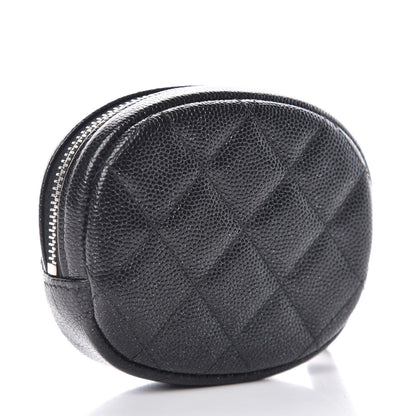 Chanel Metallic Caviar Quilted Zip Around Classic Coin Purse Black 3 of 8