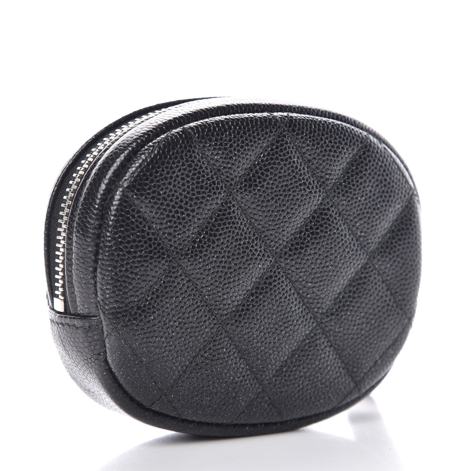 Chanel Metallic Caviar Quilted Zip Around Classic Coin Purse Black 3 of 8
