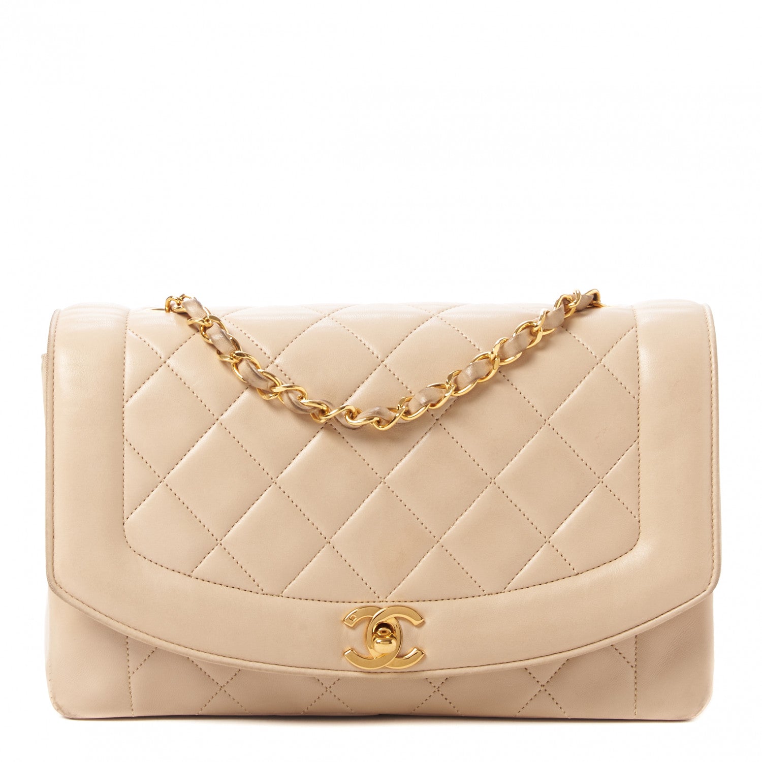 Chanel Lambskin Quilted Medium Single Flap Beige 1 of 12