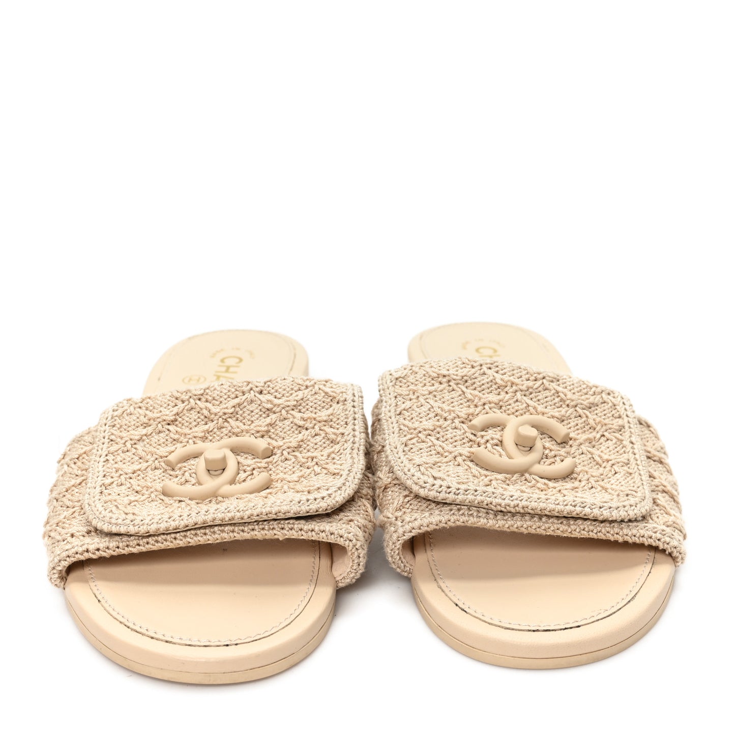 Crochet CC Mules Sandals 38.5 Beige
