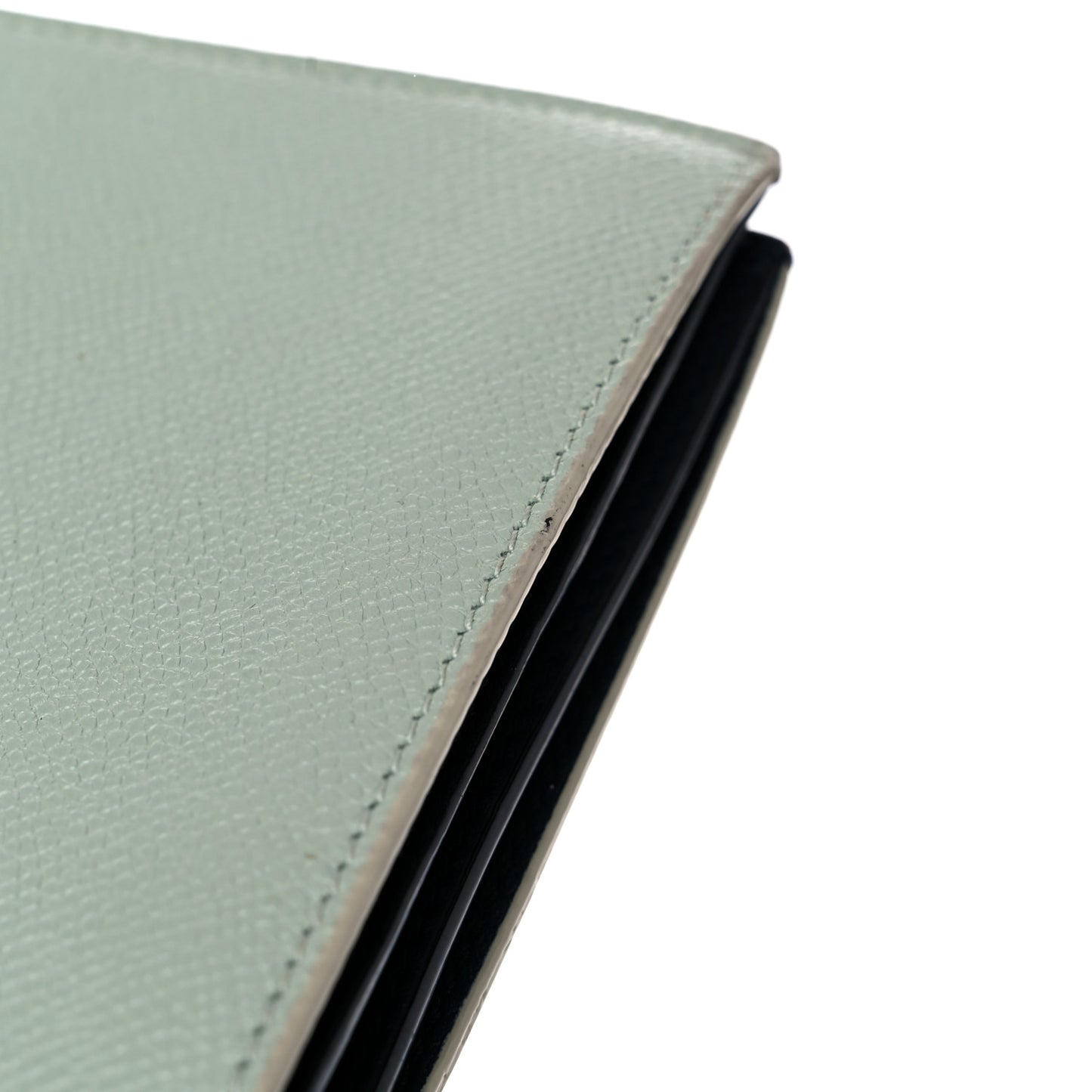 Grained Calfskin Large Multifunction Strap Wallet Pistachio