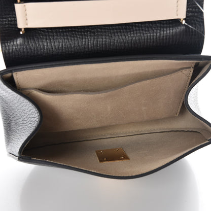 Chloe Grained Calfskin Lambskin Mini Bi-Color Drew Shoulder Bag Black Powder Beige 5 of 6