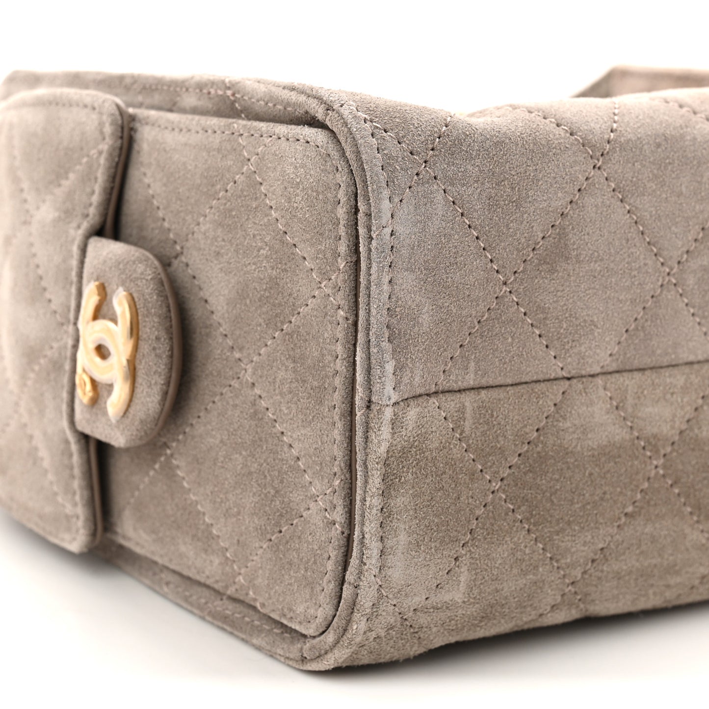 Suede Quilted Mini Chanel 25 Handbag Dark Grey