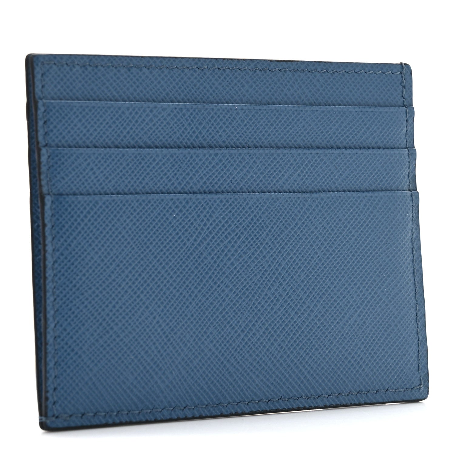 Prada Saffiano Triangle Card Case Blue 3 of 6