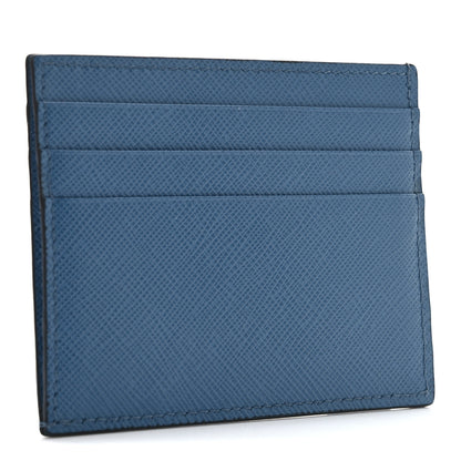 Prada Saffiano Triangle Card Case Blue 3 of 6