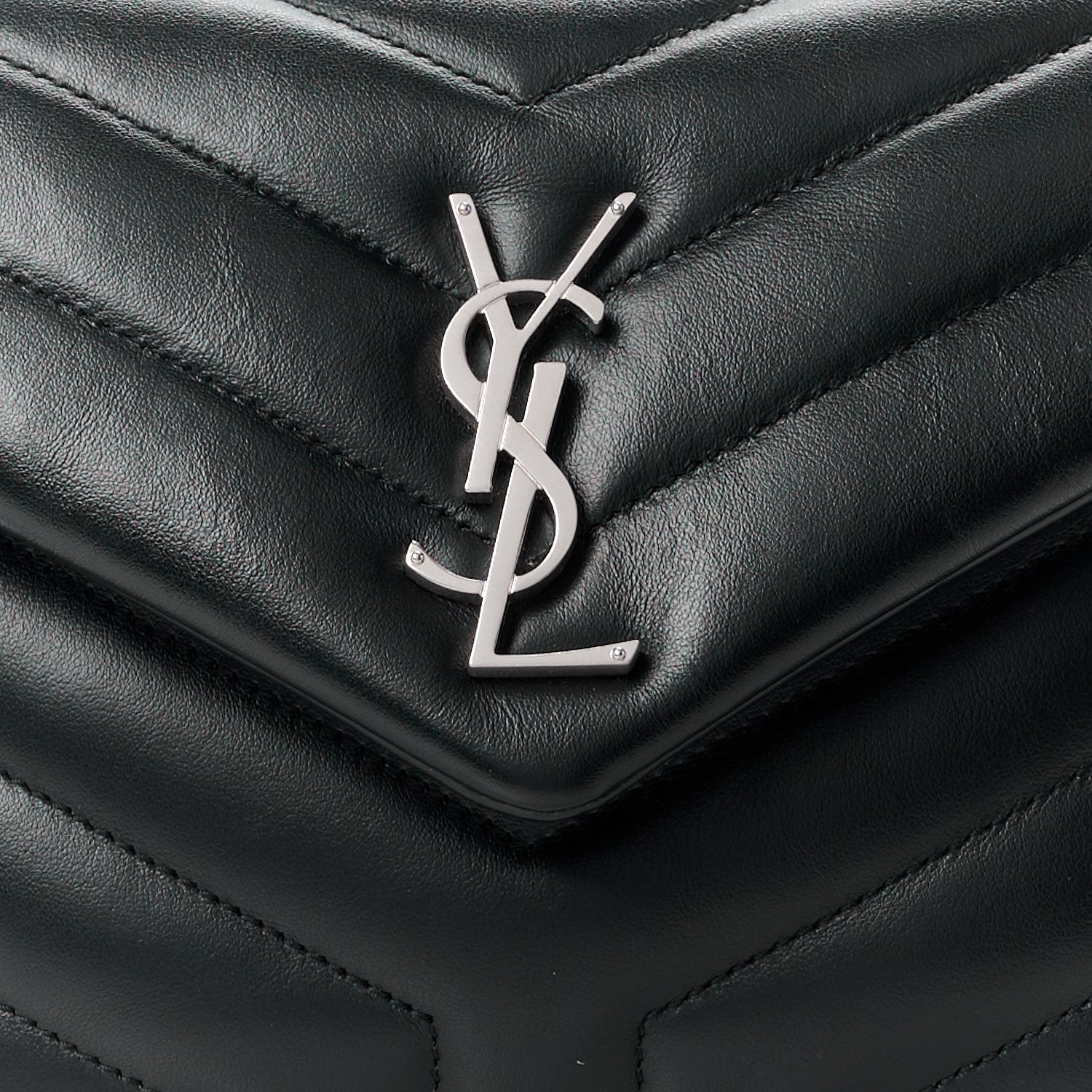 Saint Laurent Calfskin Y Quilted Monogram Small Loulou Chain Satchel Black 9 of 15