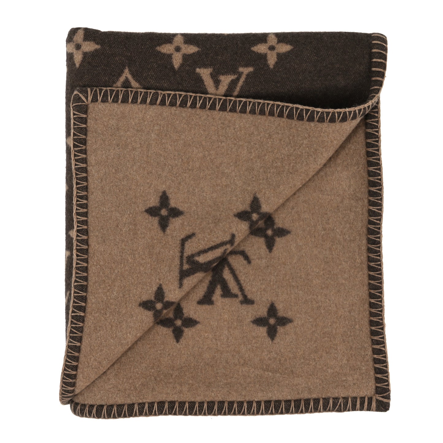 Wool Cashmere Neo Monogram Blanket Marron