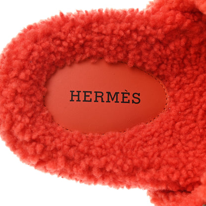 Hermes Woolskin Womens Chypre Sandals 37.5 Orange 7 of 8