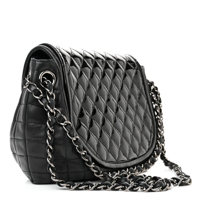 Chanel Lambskin Patent Classic Twist Crescent Flap Bag Black 3 of 11