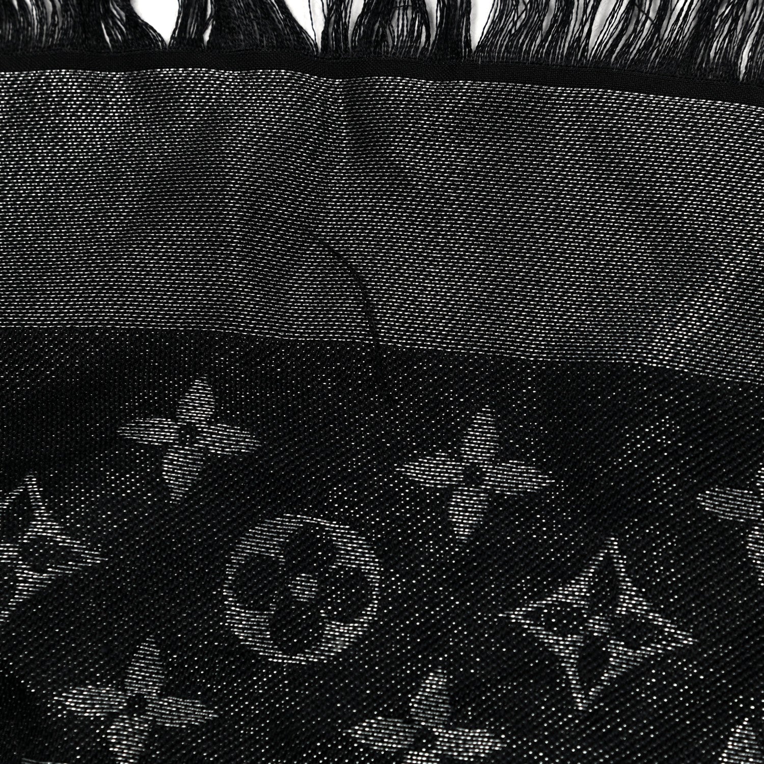 Louis Vuitton Silk Wool Monogram Denim Shawl Black 4 of 6