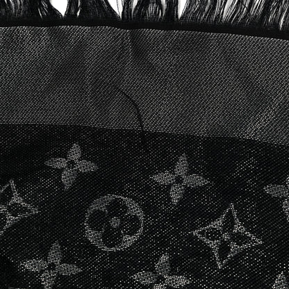 Louis Vuitton Silk Wool Monogram Denim Shawl Black 4 of 6
