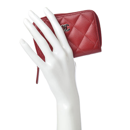 Chanel Caviar Quilted Zip Coin Purse Dark Red 2 of 8