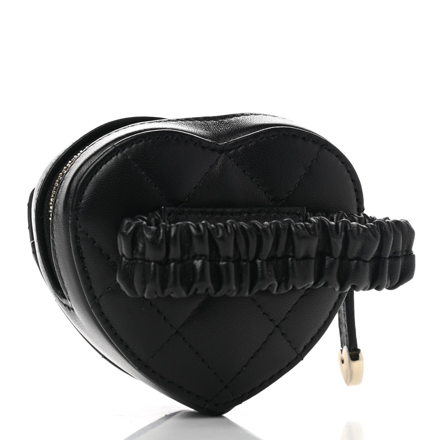 Lambskin Quilted CC In Love Heart Zipped Arm Coin Purse Black