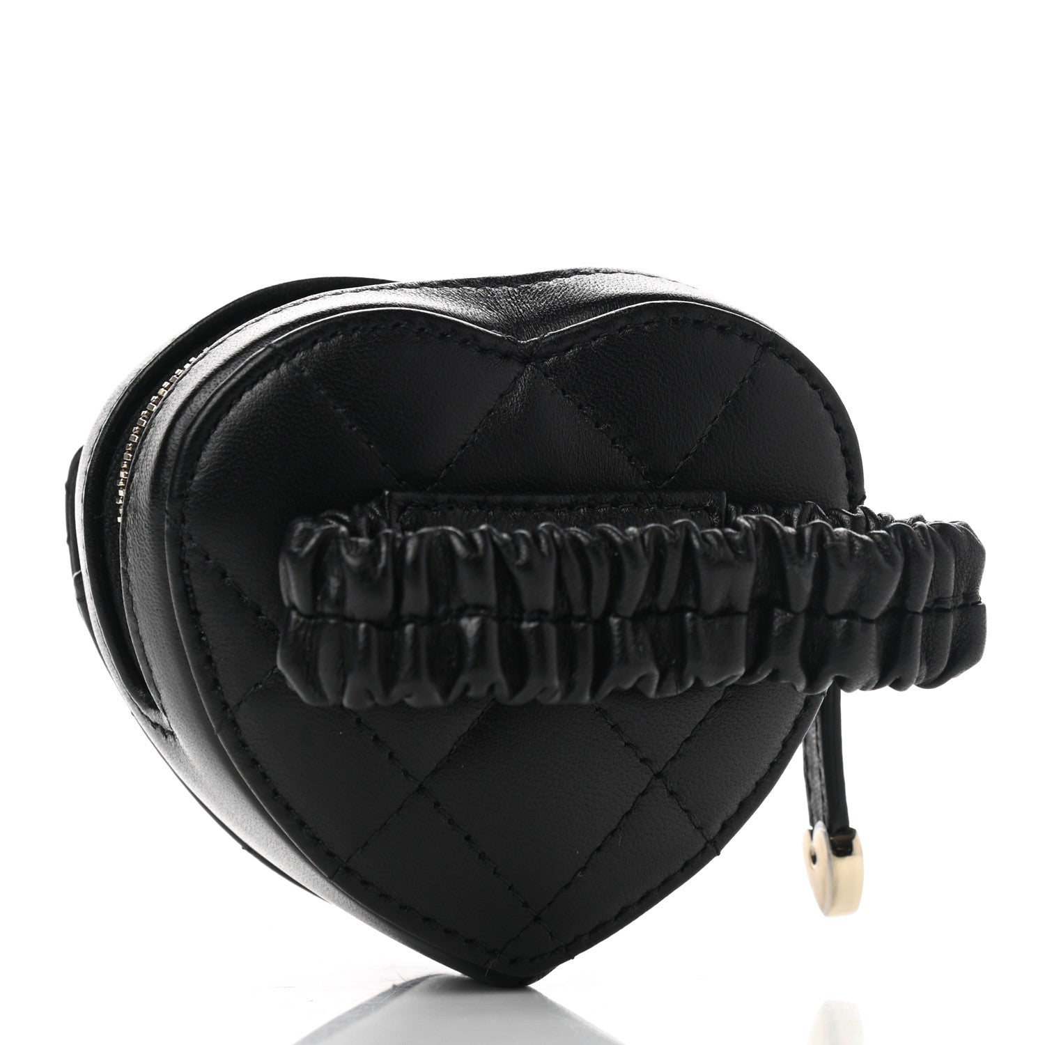 Chanel Lambskin Quilted CC In Love Heart Zipped Arm Coin Purse Black 3 of 8